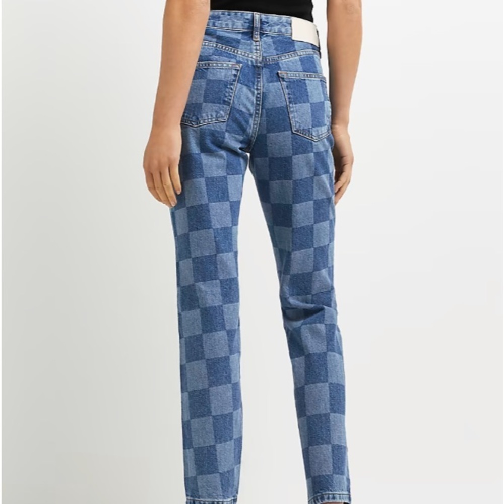 [NWT] River Island Checkerboard High-Waisted Denim [LUXE COLLEXTION